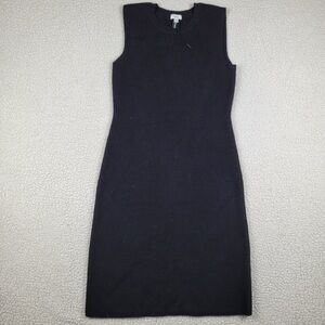 Vince Pencil Dress Size S Black Midi Sleeveless Ribbed Wool Blend Minimalist